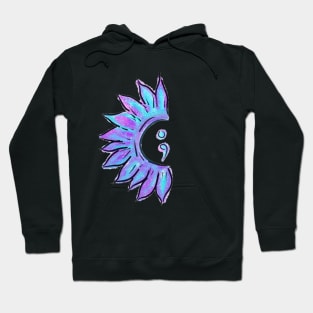 Semicolon Sunflower hand drawn Hoodie